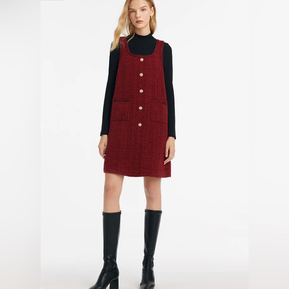 Goelia Slim Sweater and Tweed Vest Dress Two-Piece set